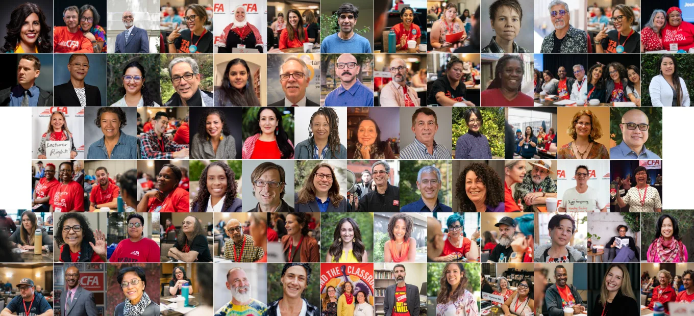 Photo collage of different people with just thei smiling faces