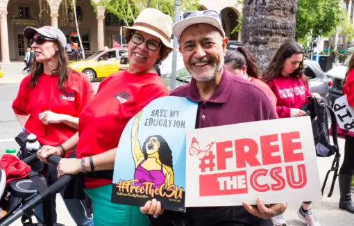 CFA members pose outside a rally to #FreeTheCSU