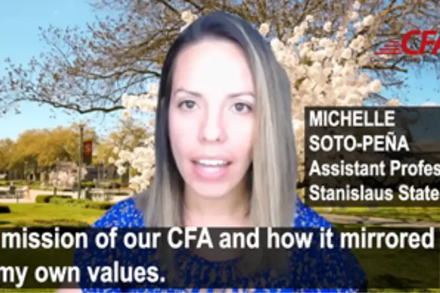 CFA member Michelle Soto-Pena talks in a video about how CFA's mission mirrors her own values.