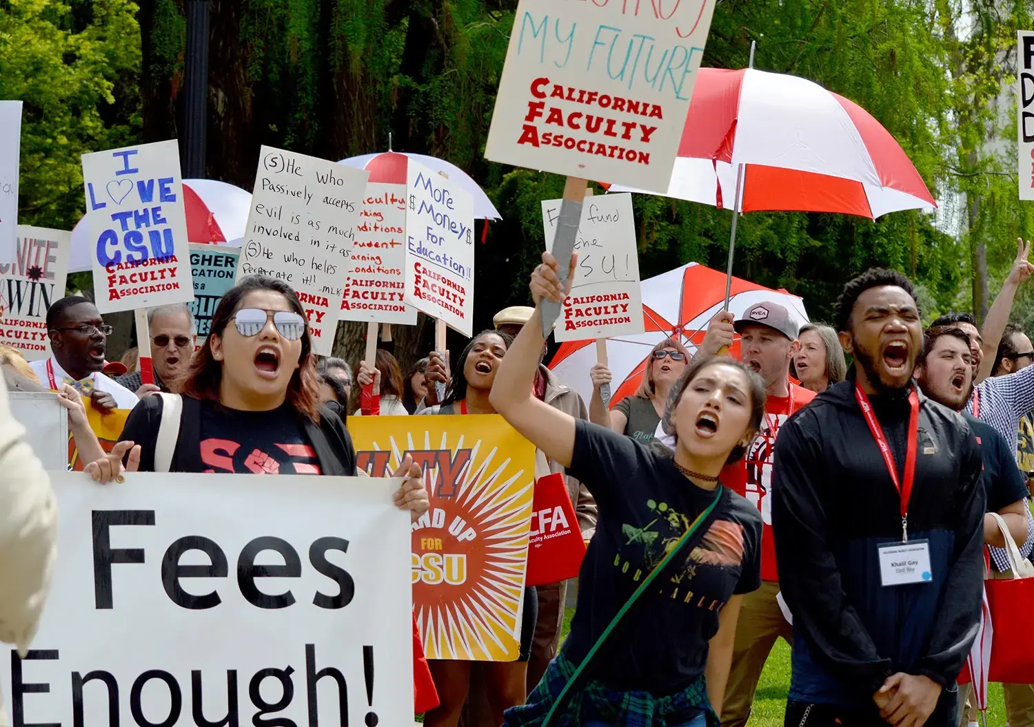 CFA members and student rally for affordable CSU tuition and fees.