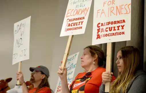 CFA Stanislaus members rally and carry signs in support of fair wages.