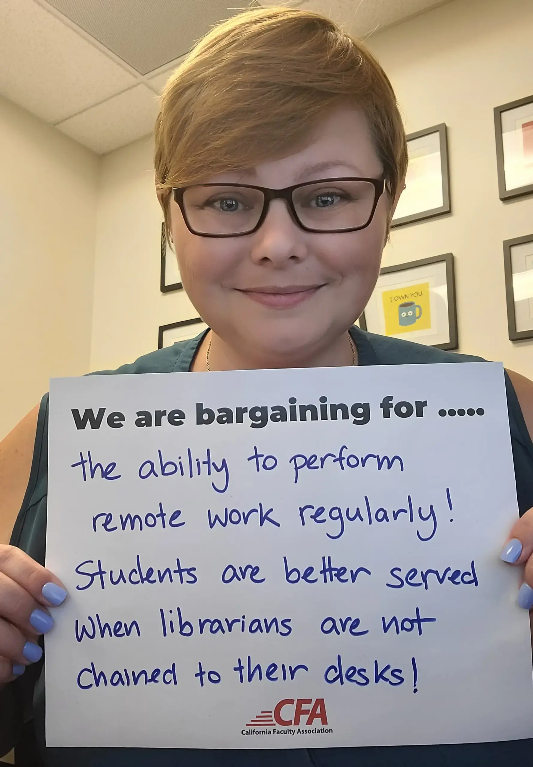 CFA member and CSU Domiguez Hills librarian for business administration, advocates for work schedule flexibility for all CSU librarians