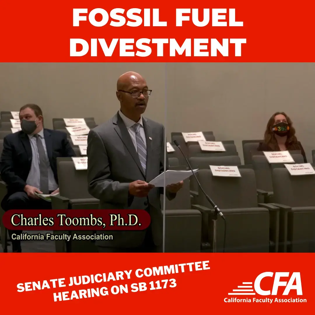Man speaking at the Fossil Fuel Divestment hearing