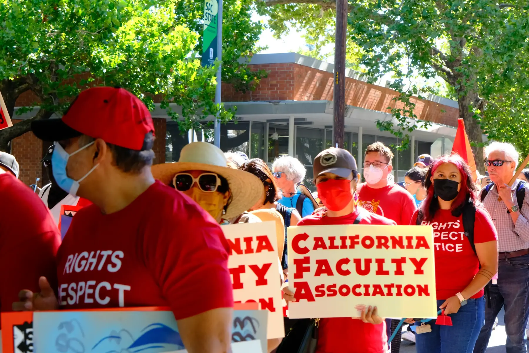 Picture of a people marching in red CFAshirts