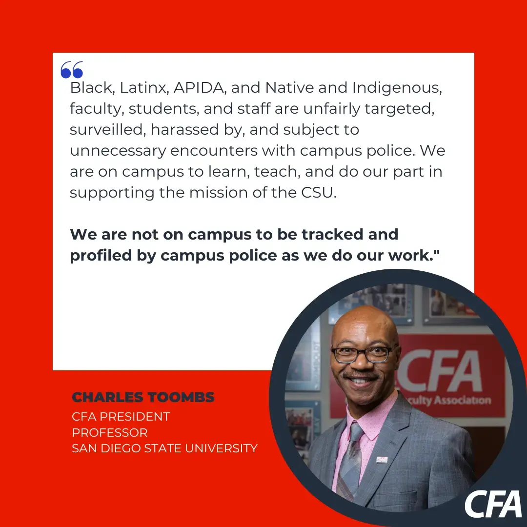 Image with text and a photo of CFA president Charles Toombs