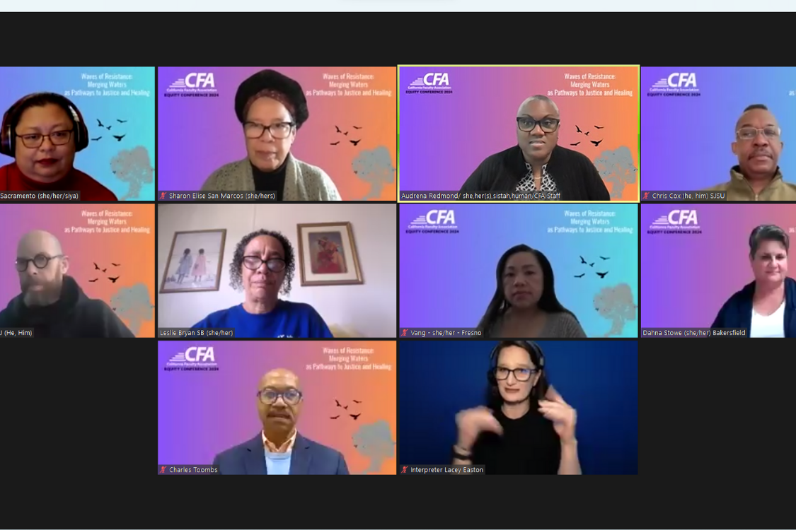 A group of people on a zoom webinar