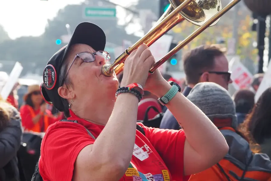  A CFA member playing a trumpet