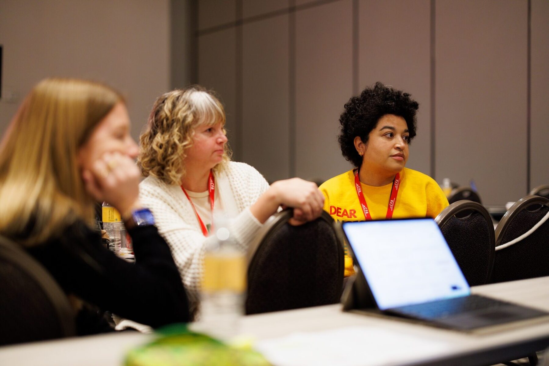 3 people listening