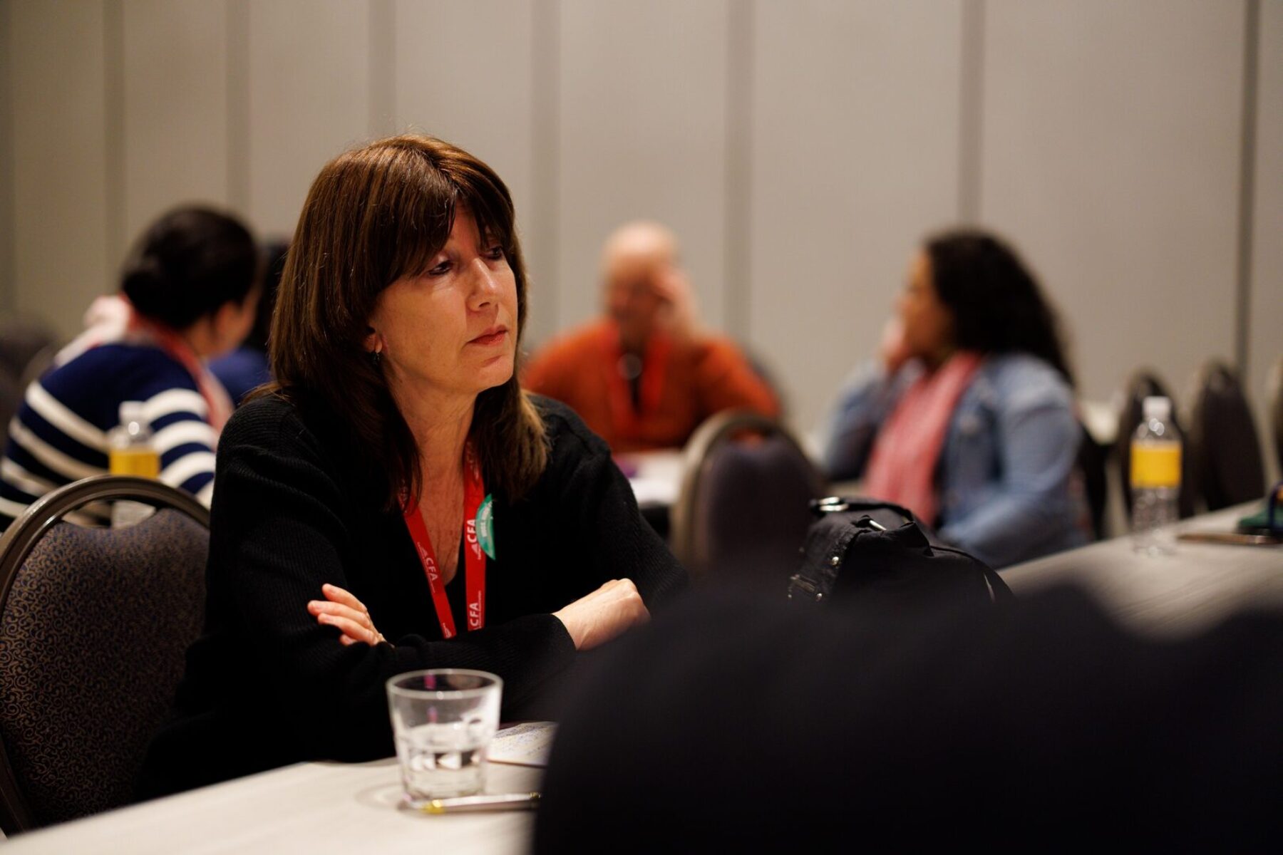 1 person listening in a conversation