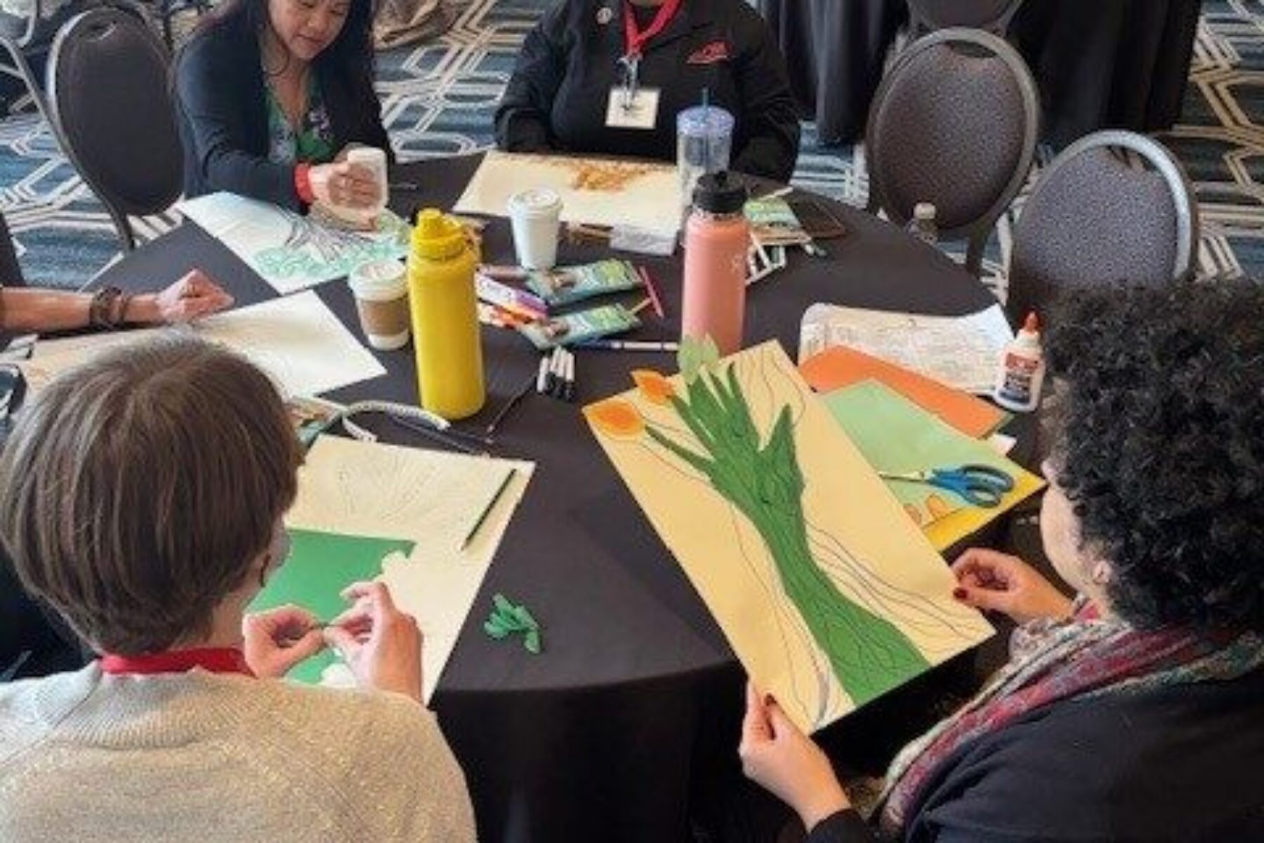 group doing art