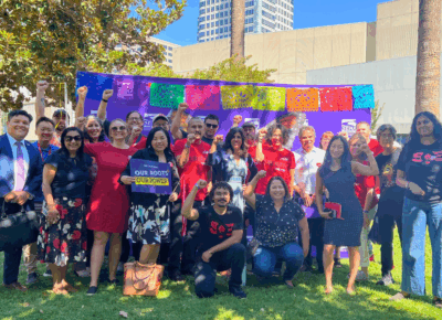 group picture of members and staff outdoors