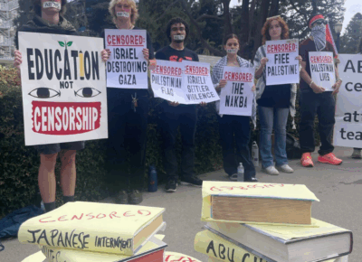 students protest against AB715 outside the capitol