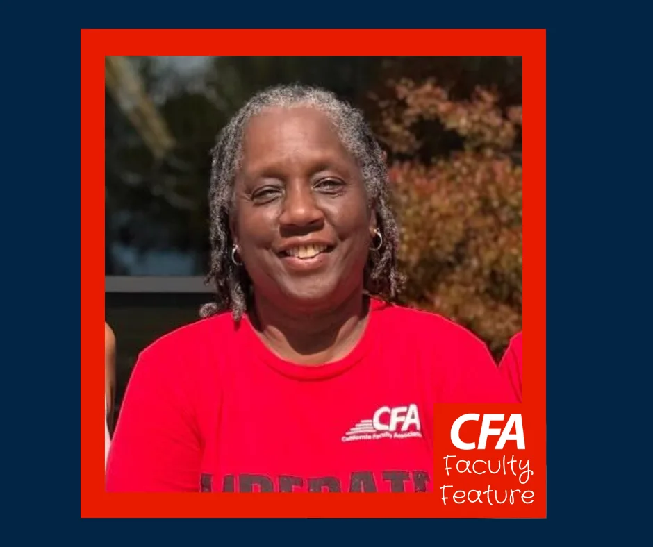 Woman in a red shirt smiling