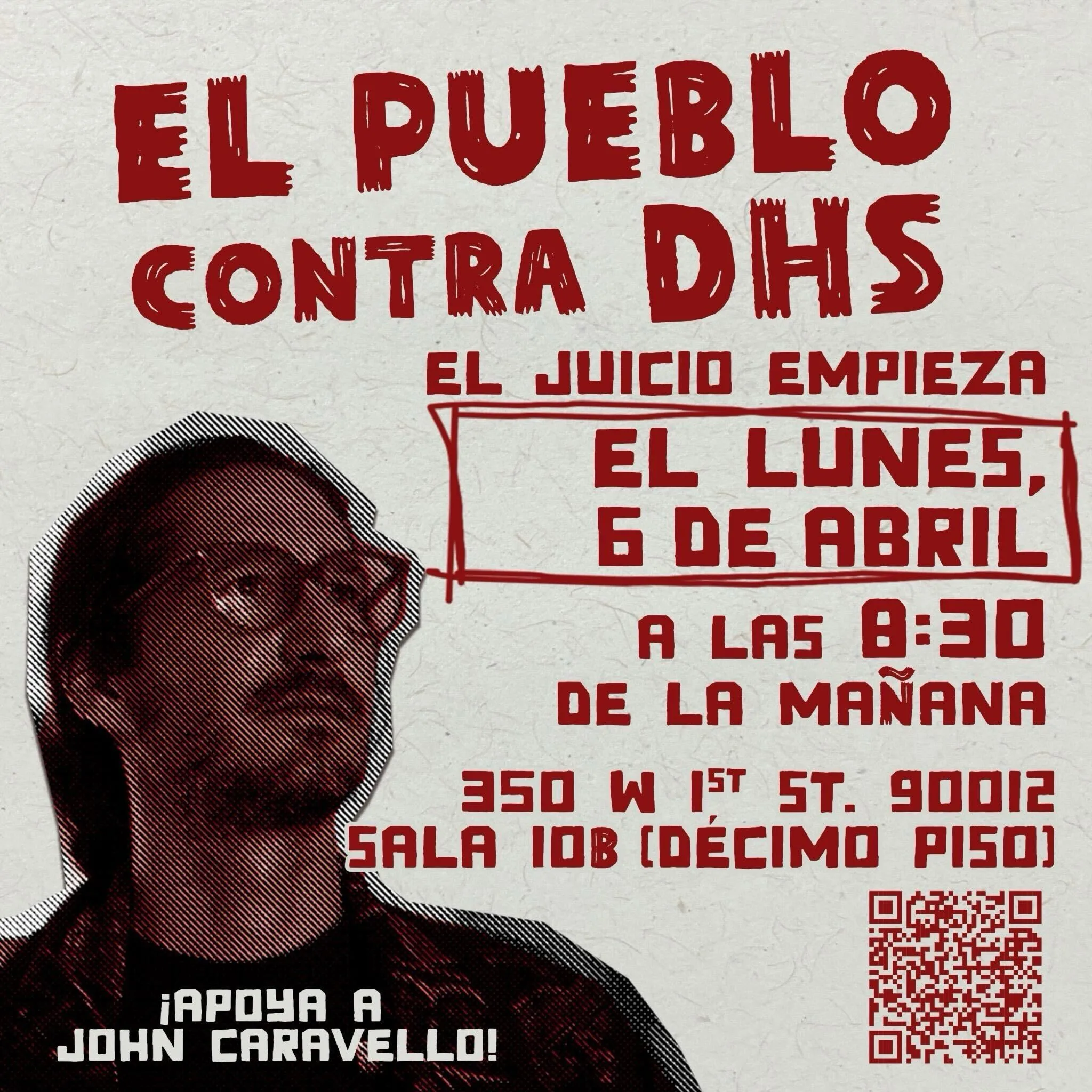 a poster of John Caravello with trial information in spanish