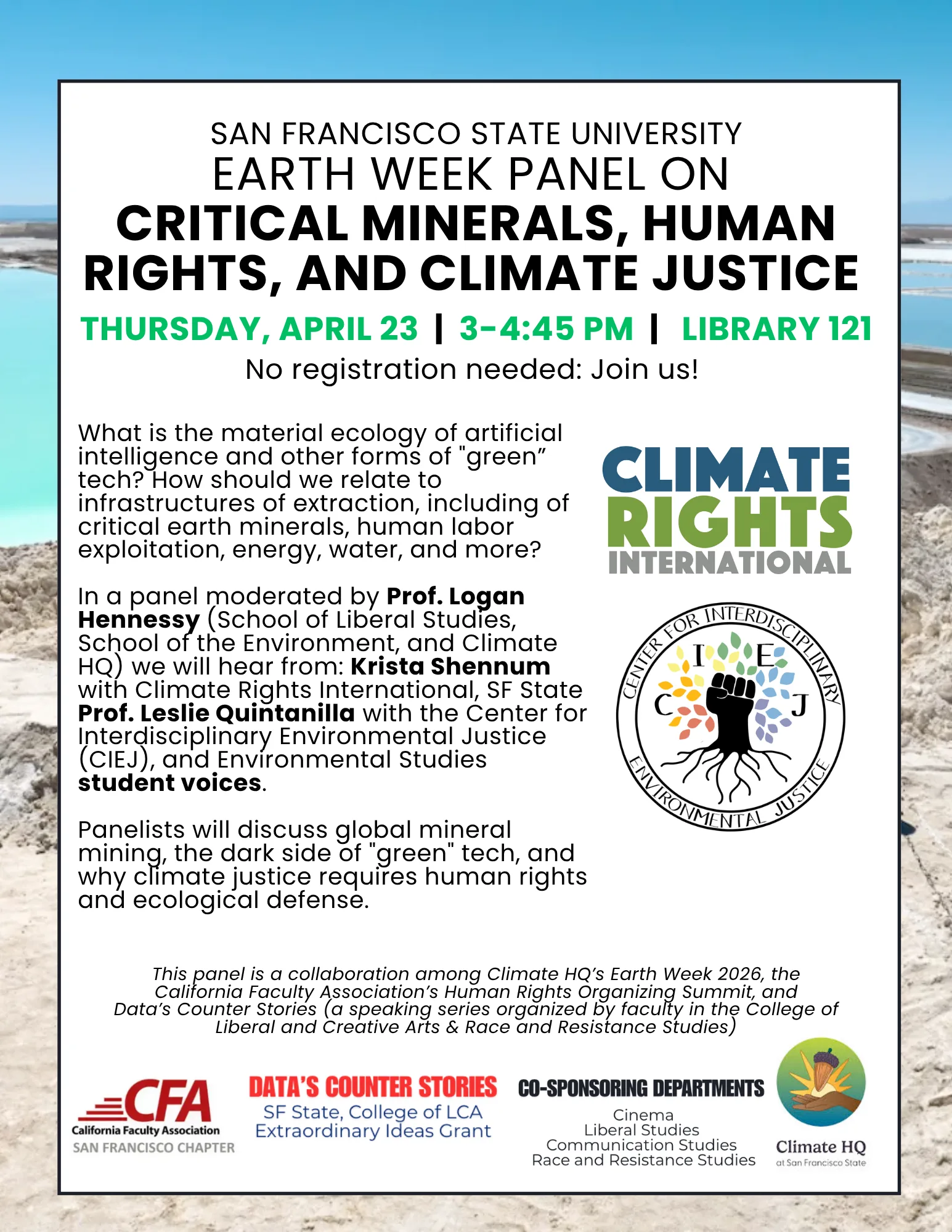 CFA-SFSU Orange Week, Human Rights Summit, Art Against Austerity, and Earth Week