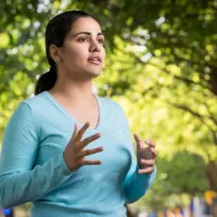 candidate in blue sweater