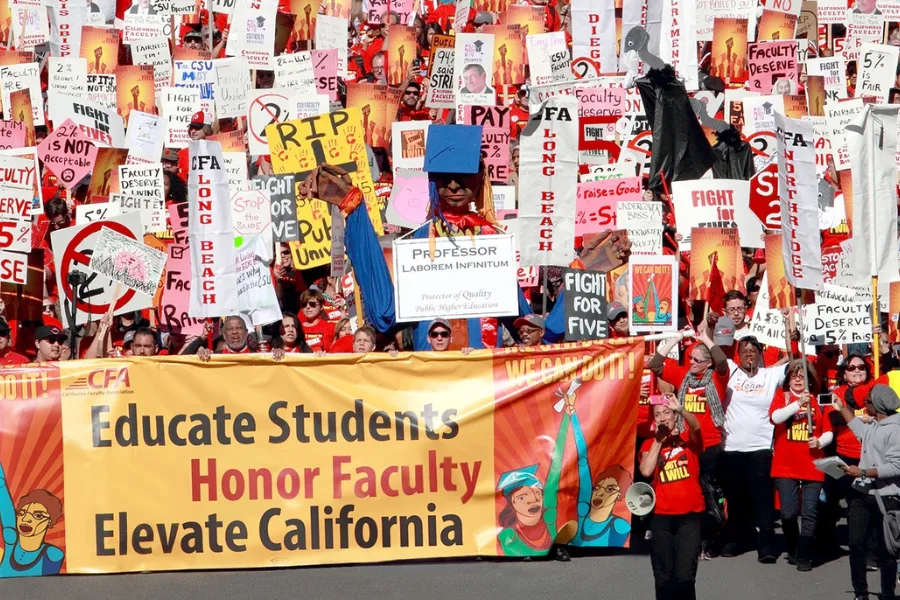 A large group of people on the streets protesting