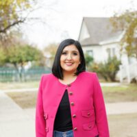 Candidate in pink coat