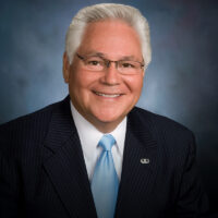 candidate with blue tie