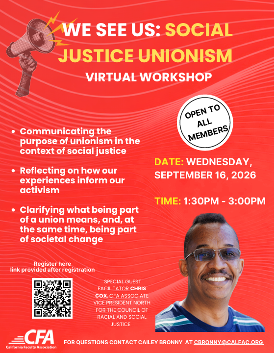 Register for CFA Social Justice Unionism Workshop  - California Faculty Association