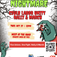 Event flyer for CFA Long Beach chapter Quad to Brotman Hall.