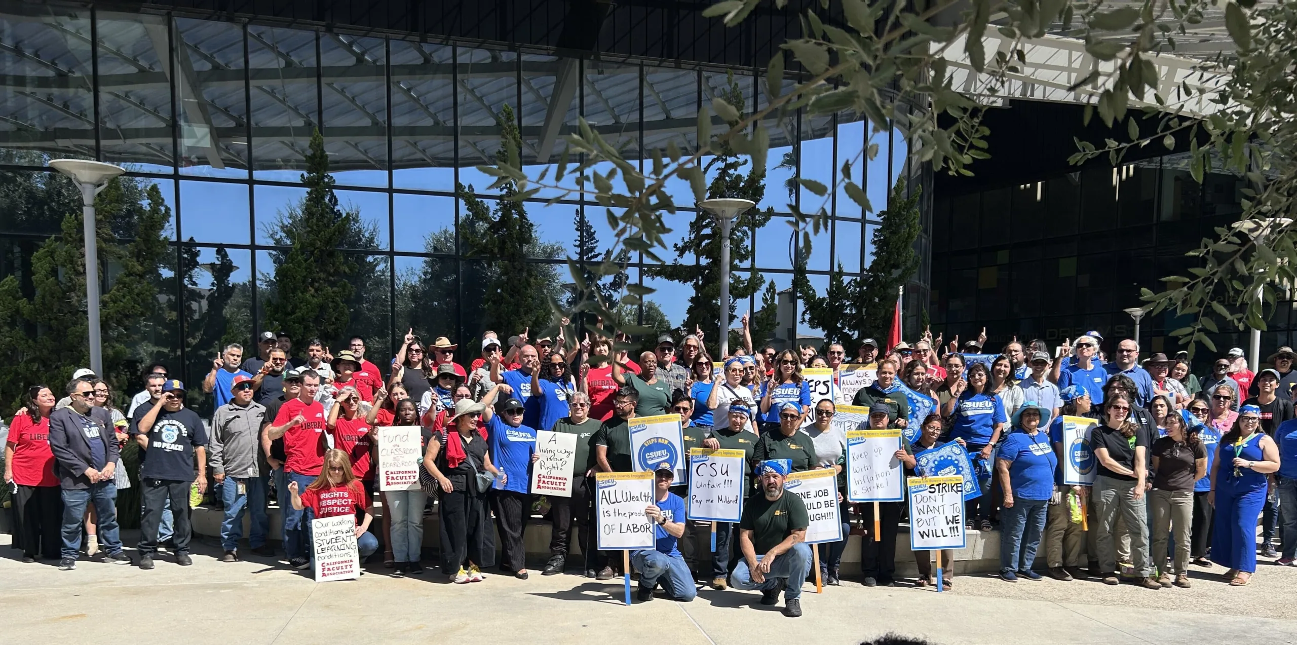 A coalition of union workers rally together