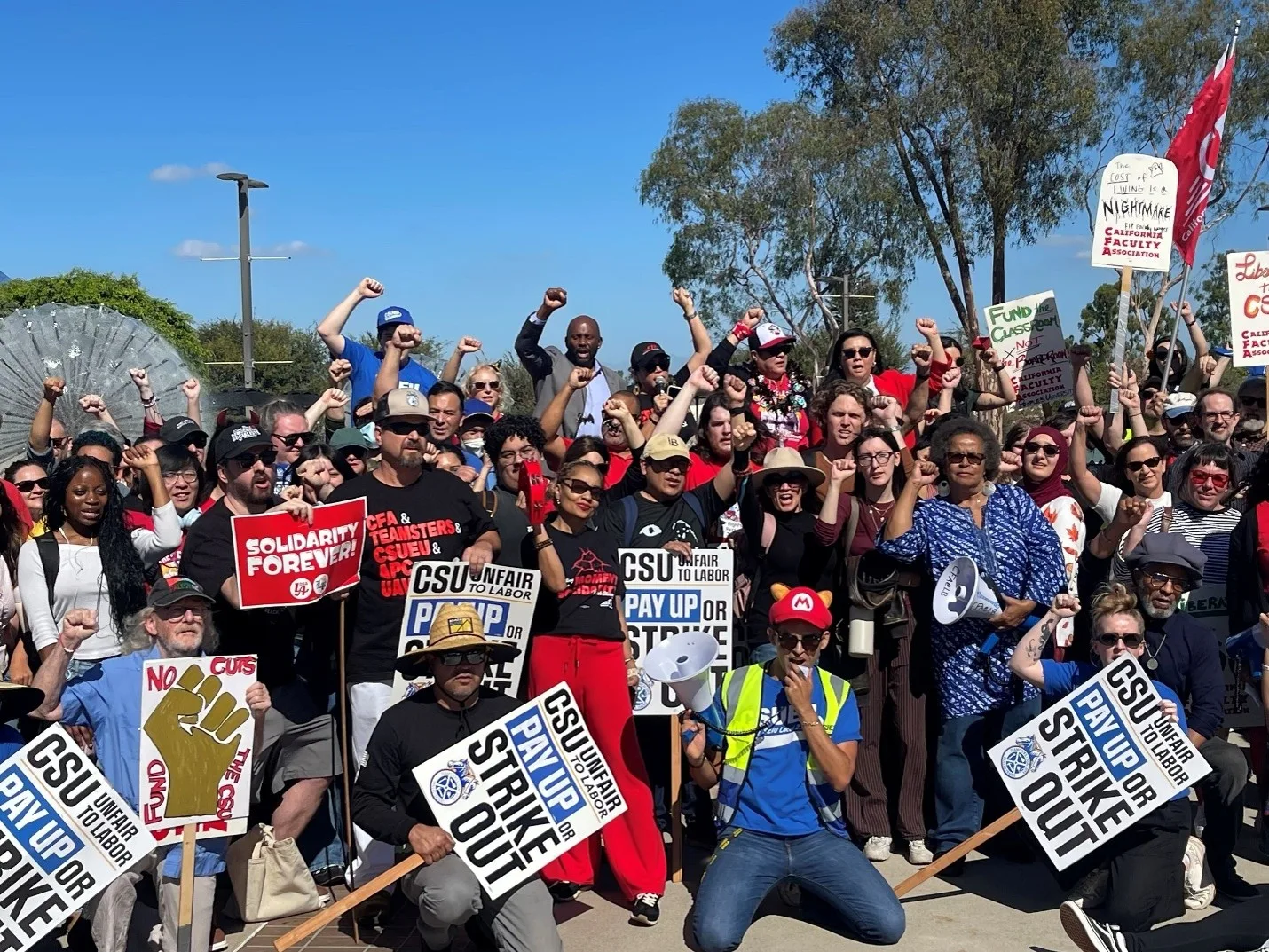 A group of different union workers organizing together.
