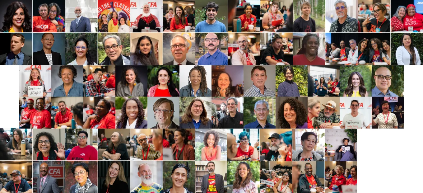 Photo collage of different people with just thei smiling faces